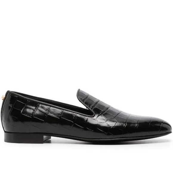 💯 - New Authentic Versace Men Croc Embossed Calfskin Smoking Slipper - Picture 6 of 16